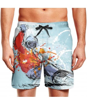 Mens Summer Cool Quick Dry Board Shorts Airplane Cockpit Swim Trunks Bathing Suit with Side Pockets Mesh Lining - Alpine Skii...