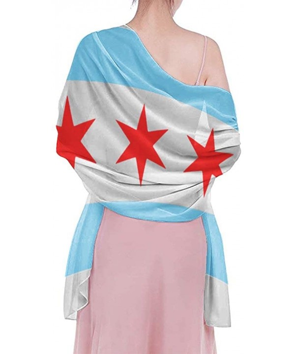 Women Chiffon Scarf Sunscreen Shawl Wrap Swimsuit Cover Up Beach Sarongs - Chicago Stars Flag Blue White Stripes - C719C6O8XD...