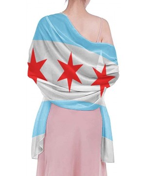 Women Chiffon Scarf Sunscreen Shawl Wrap Swimsuit Cover Up Beach Sarongs - Chicago Stars Flag Blue White Stripes - C719C6O8XD...