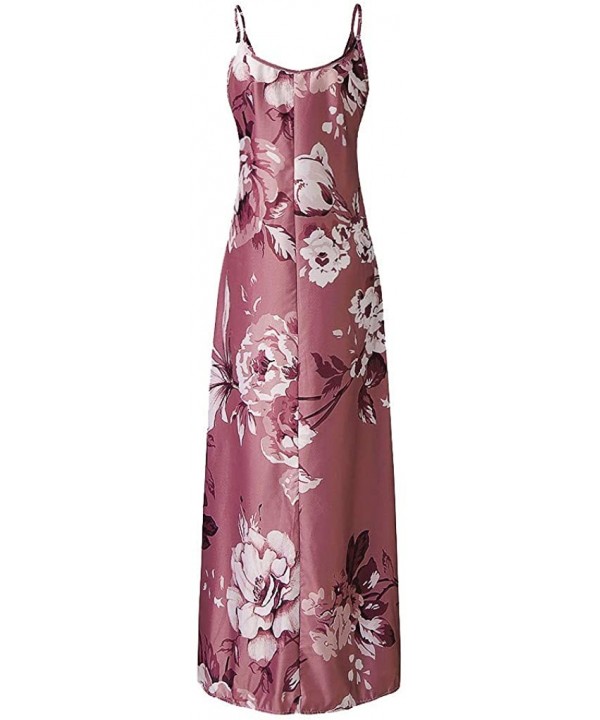 Cami Tank Dresses for Women Elegant Summer V Neck Floral Maxi Dress Sleeveless Long Dresses Beach Sundress A pink - CJ196R72Z...