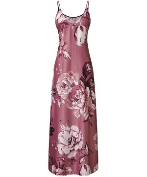 Cami Tank Dresses for Women Elegant Summer V Neck Floral Maxi Dress Sleeveless Long Dresses Beach Sundress A pink - CJ196R72Z...