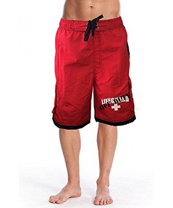 Off-Duty Men's Board Short (Large) Red - C511ZW0U1JF $34.46-Board Shorts