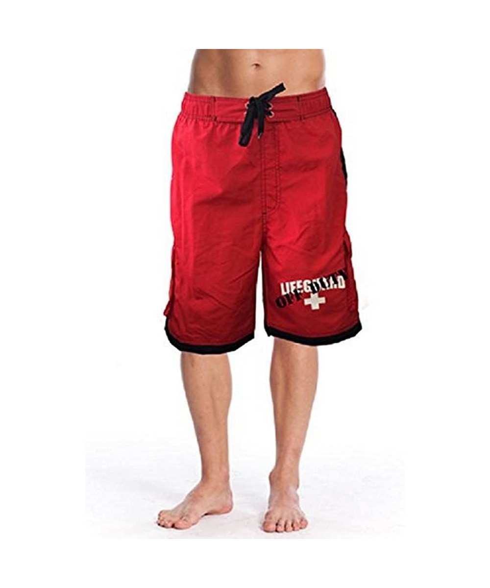 Off-Duty Men's Board Short (Large) Red - C511ZW0U1JF $34.46-Board Shorts