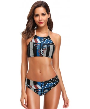 911 Dispatcher Thin Gold Line Bikini Swimwear Swimsuit Beach Suit Bathing Suits for Teens Girls Women - American Flag Nurse -...