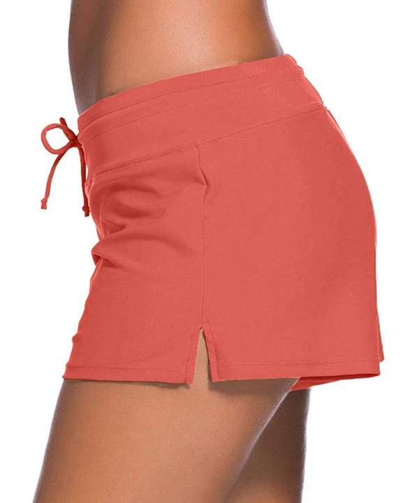 Board Shorts Women's Swimswear Tankini Swim Briefs Swimsuit Bottom Boardshorts Beach Trunks Size Improved coral Red - CY19C2C...