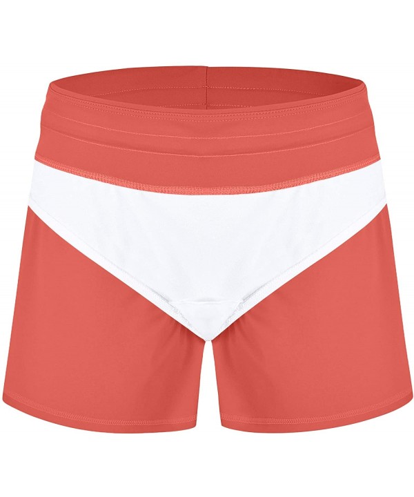 Board Shorts Women's Swimswear Tankini Swim Briefs Swimsuit Bottom Boardshorts Beach Trunks Size Improved coral Red - CY19C2C...