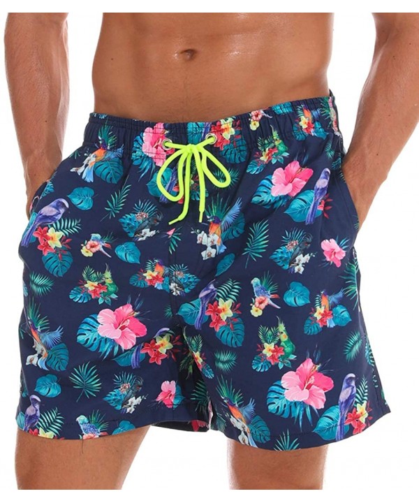 Fashion Short Men's Swim Trunks Boardshorts Quick Dry Beach Wear Shorts with Mesh Lining - Parrot - C218QQN0GDE $16.83-Trunks