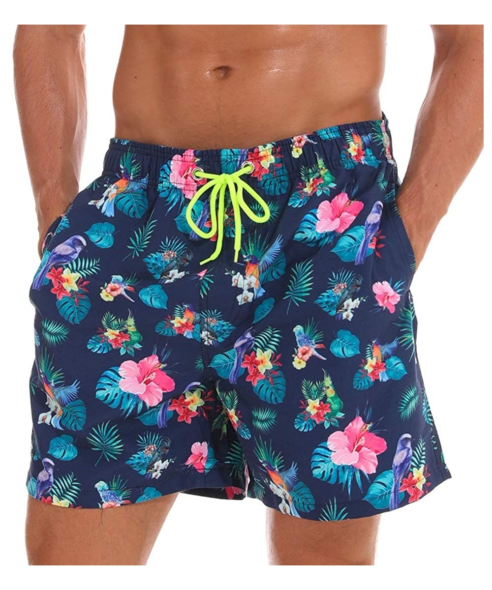 Fashion Short Men's Swim Trunks Boardshorts Quick Dry Beach Wear Shorts with Mesh Lining - Parrot - C218QQN0GDE $16.83-Trunks