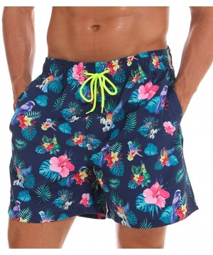 Fashion Short Men's Swim Trunks Boardshorts Quick Dry Beach Wear Shorts with Mesh Lining - Parrot - C218QQN0GDE $16.83-Trunks