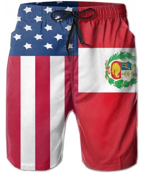 Extreme Comfort Cargo Short Big & Tall Board Shorts for Men Boy- Loose Underwear - Peru American Flag - CN196OS3SIE $29.42-Bo...