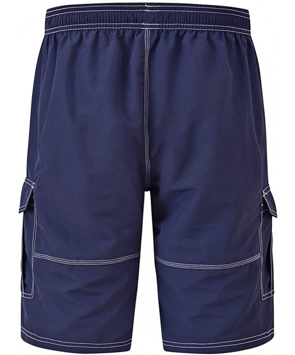 Men's Swim Trunks with Mesh Lining Quick Dry Board Shorts Beach Bathing Shorts - Navy Blue 01 - CE196RGM8XT $8.63-Board Shorts