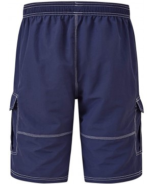 Men's Swim Trunks with Mesh Lining Quick Dry Board Shorts Beach Bathing Shorts - Navy Blue 01 - CE196RGM8XT $8.63-Board Shorts