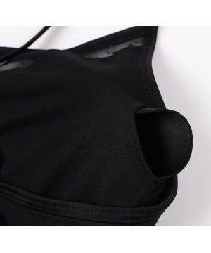 Womens Twist Cross One Piece Swimsuit Cross Back Colorblock Bathing Suit - Black(mesh) - C818L35XLYH $17.19-One-Pieces