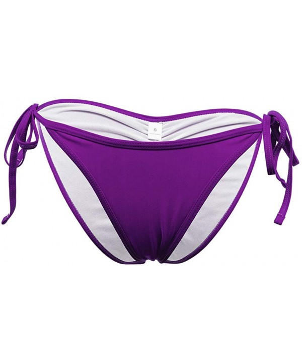 Women's Sexy Brazilian Bikini Bottom with Tie-Side Cheeky V Cut Thong Swimwear - Purple - C4194N5WN47 $10.94-Tankinis