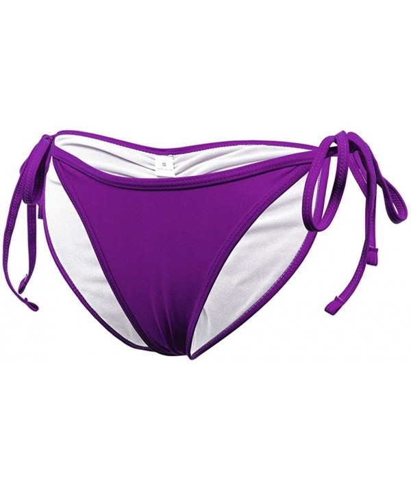 Women's Sexy Brazilian Bikini Bottom with Tie-Side Cheeky V Cut Thong Swimwear - Purple - C4194N5WN47 $10.94-Tankinis