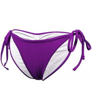 Women's Sexy Brazilian Bikini Bottom with Tie-Side Cheeky V Cut Thong Swimwear - Purple - C4194N5WN47 $10.94-Tankinis