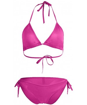 Women Two Piece Push Up Tankini Sets Plus Size Beachwear Swimsuit Bikini Set - Hot Pink - C1199IE2HUD $20.20-Sets