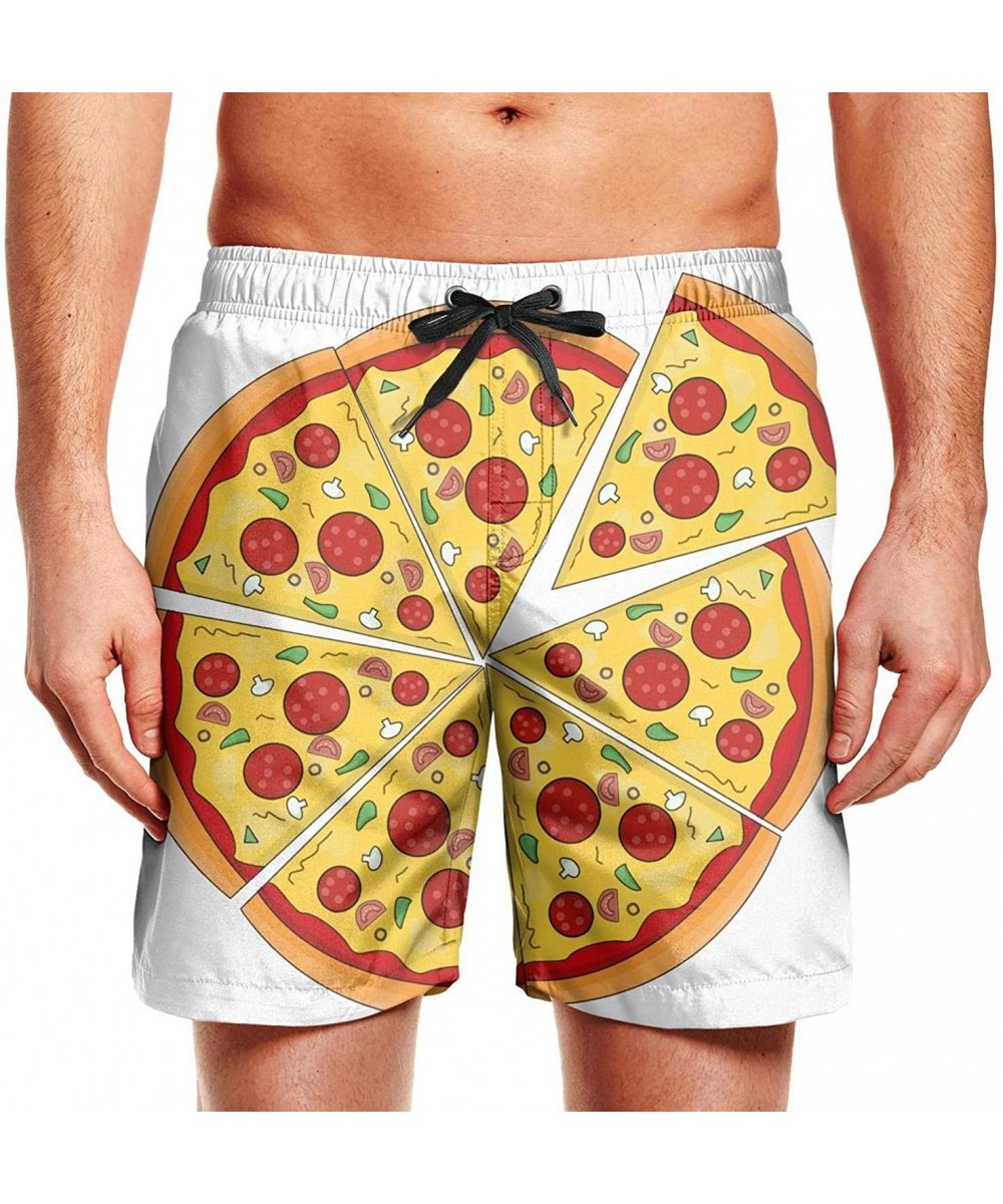 Men's Board Shorts Quick Dry Lime Fruit Swim Board Trunks - Pizza Slice - CT18SYI6966 $37.15-Board Shorts