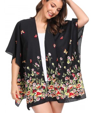 Women Kimono Cardigan Floral Printed Casual Loose Beachwear Cover ups Tops(42+Colors Available - Colour23 - CC18QT8Q4ZK $14.5...