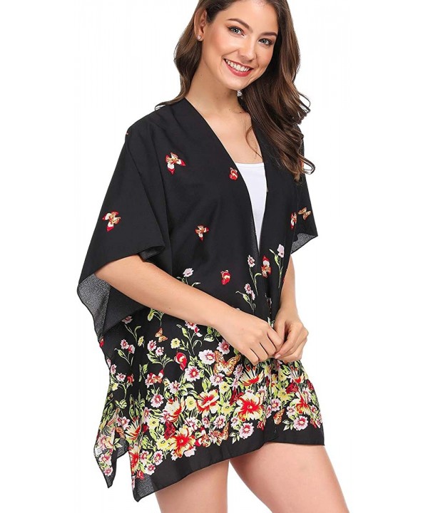 Women Kimono Cardigan Floral Printed Casual Loose Beachwear Cover ups Tops(42+Colors Available - Colour23 - CC18QT8Q4ZK $14.5...