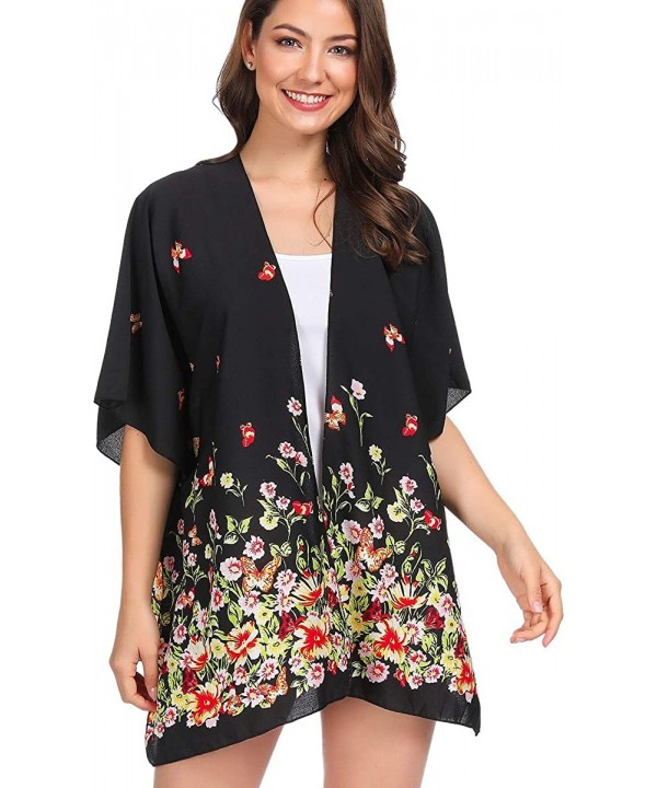 Women Kimono Cardigan Floral Printed Casual Loose Beachwear Cover ups Tops(42+Colors Available - Colour23 - CC18QT8Q4ZK $14.5...