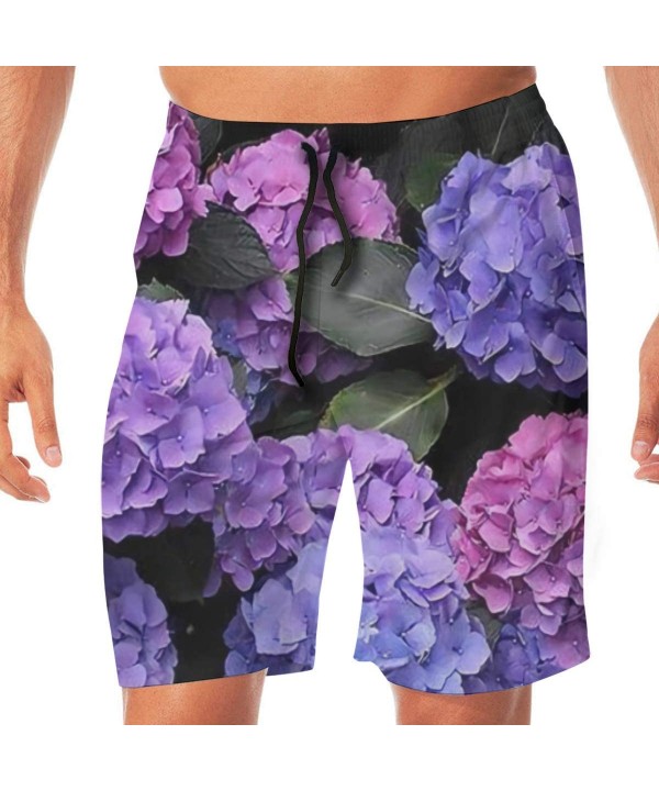 Mens Big & Tall Swim Trunks Board Shorts Basic Swimwear with Pockets - Hydrangea Print - CJ194RGMC9R $30.58-Board Shorts