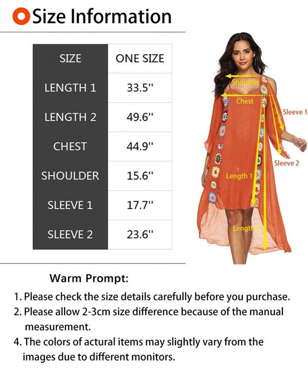 Swimsuit Cover Ups for Women Bathing Suit Coverups Plus Size Ladies Beach Dress Crochet Bikini Wear - Orange - C1195W9WL43 $2...