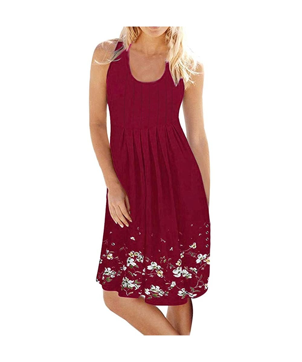 Women's Solid Midi T-Shirt Sundress - X14-wine - C6194GQD9RQ $14.15-Cover-Ups