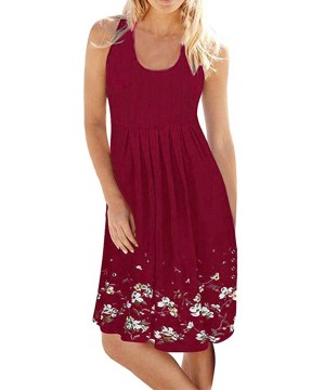 Women's Solid Midi T-Shirt Sundress - X14-wine - C6194GQD9RQ $14.15-Cover-Ups