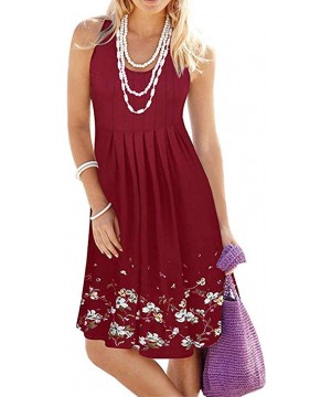 Women's Solid Midi T-Shirt Sundress - X14-wine - C6194GQD9RQ $14.15-Cover-Ups