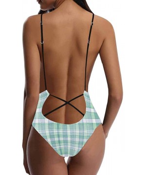 Fashion Black White Houndstooth V-Neck Women Lacing Backless One-Piece Swimsuit Bathing Suit XS-3XL - Design 2 - CM18S0XZEGI ...