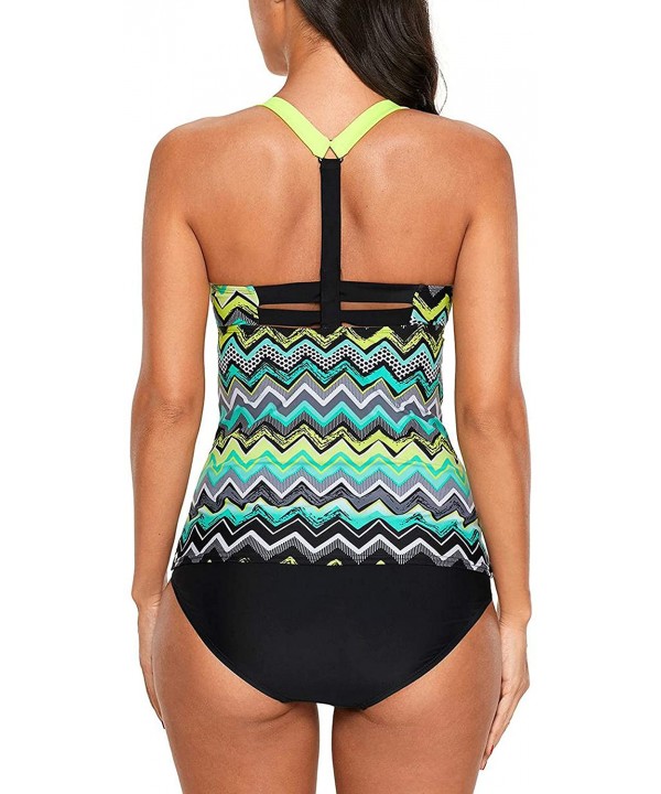 Womens Striped Printed Bandeau Tankini Swimsuits Top No Bottom - Green - CC1982REOXA $14.84-Tops