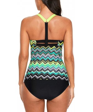 Womens Striped Printed Bandeau Tankini Swimsuits Top No Bottom - Green - CC1982REOXA $14.84-Tops