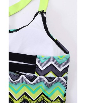 Womens Striped Printed Bandeau Tankini Swimsuits Top No Bottom - Green - CC1982REOXA $14.84-Tops