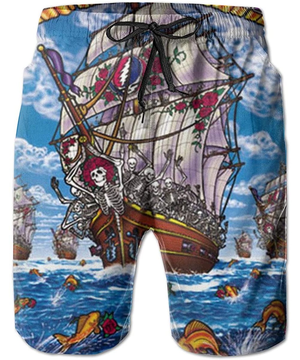 Novelty Gifts-Grateful-Dead Skull Rose-Swim Trunks Quick Dry Beach Shorts - Grateful Dead G - CH190SYC6RS $27.77-Board Shorts