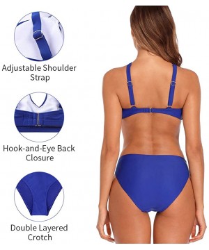 Women Cross Back Bikini Swimsuit Two Piece Padded Bathing Suit - Royal Blue - CU18Z2XT8U3 $28.84-Sets