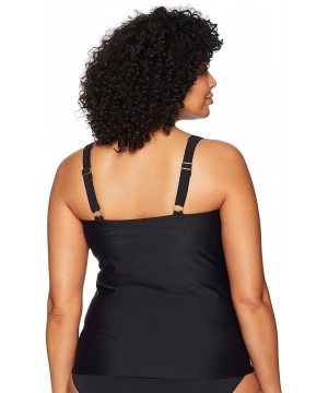 Women's Plus Size Swimwear Classic Center Front-Twist Tankini Top - Ebony - CX188I892NK $27.46-Tankinis