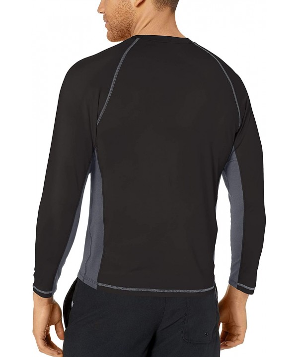 Men's Sun Protection Rashguard Swim Shirt - Black/Grey Wave - CZ180Q4HS3K $23.47-Rash Guards