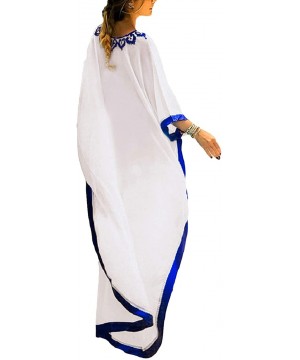 Women Chiffon Plus Size Bathing Suit Cover Up Beach Long Caftan Dress - A-white - C719333L8W2 $20.44-Cover-Ups