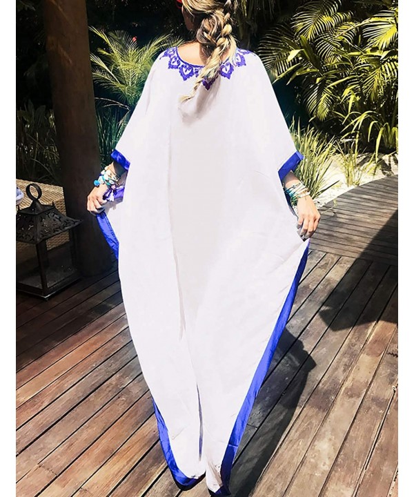 Women Chiffon Plus Size Bathing Suit Cover Up Beach Long Caftan Dress - A-white - C719333L8W2 $20.44-Cover-Ups