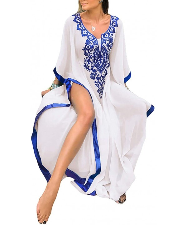 Women Chiffon Plus Size Bathing Suit Cover Up Beach Long Caftan Dress - A-white - C719333L8W2 $20.44-Cover-Ups