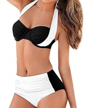 Triangle Bikini Bathing Suit Size Splicing Bandage Push Up Swimsuit - White - C318UGAW43I $13.16-Sets