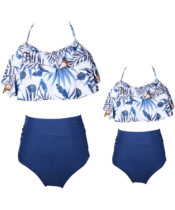 Mother and Daughter Swimwear Family Matching Swimsuit Girls Swimwear - Coconut Blue - CI18NO2QG9I $12.94-Sets