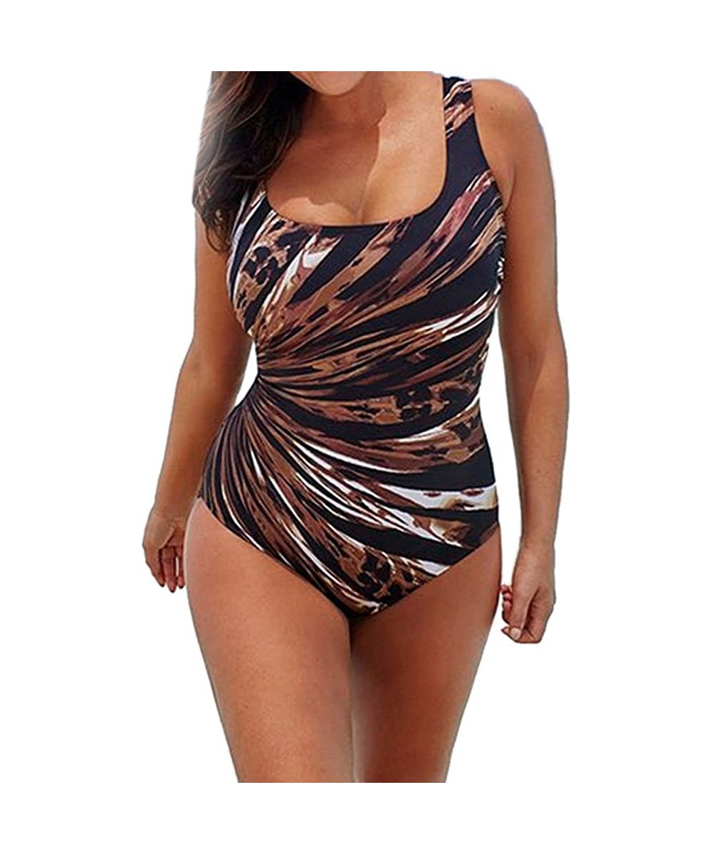 Plus Size Swimsuits for Women One Piece Racerback Bathing Suits Colorful Print Padded Racing Swimwear 02 Multicolor - C7194CM...