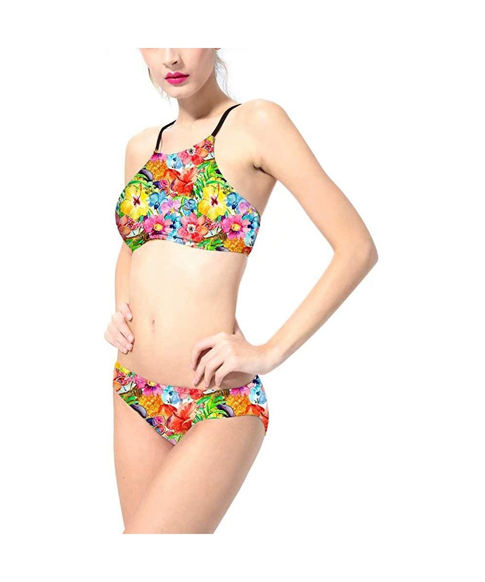 Women's Sexy Bikini Swimsuit Tropical Floral Print Swimwear - P6 Watercolor Flowers - C618TZA3IW2 $29.40-Sets