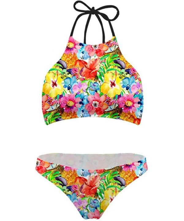 Women's Sexy Bikini Swimsuit Tropical Floral Print Swimwear - P6 Watercolor Flowers - C618TZA3IW2 $29.40-Sets