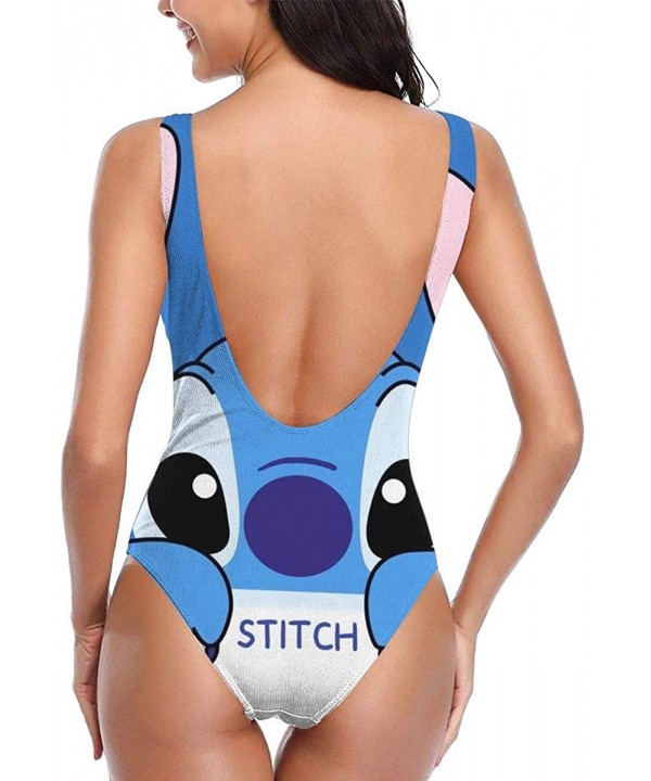 Women's One Piece Swimsuits High Cut Low Back Bikini U Neck Bathing Suits Sexy Backless Lilo Love Stitch Swimwear 1 - C6197EU...