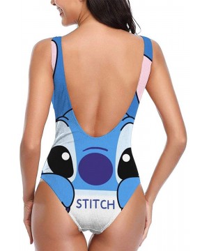 Women's One Piece Swimsuits High Cut Low Back Bikini U Neck Bathing Suits Sexy Backless Lilo Love Stitch Swimwear 1 - C6197EU...