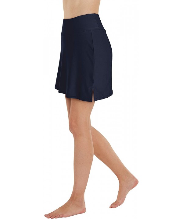 Womens Swim Skirt Waistband Mid Length Skirted Bikini Bottom Cover-up Beachwear - Navy2 - C218XUD9YRX $12.92-Bottoms