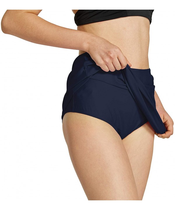 Womens Swim Skirt Waistband Mid Length Skirted Bikini Bottom Cover-up Beachwear - Navy2 - C218XUD9YRX $12.92-Bottoms